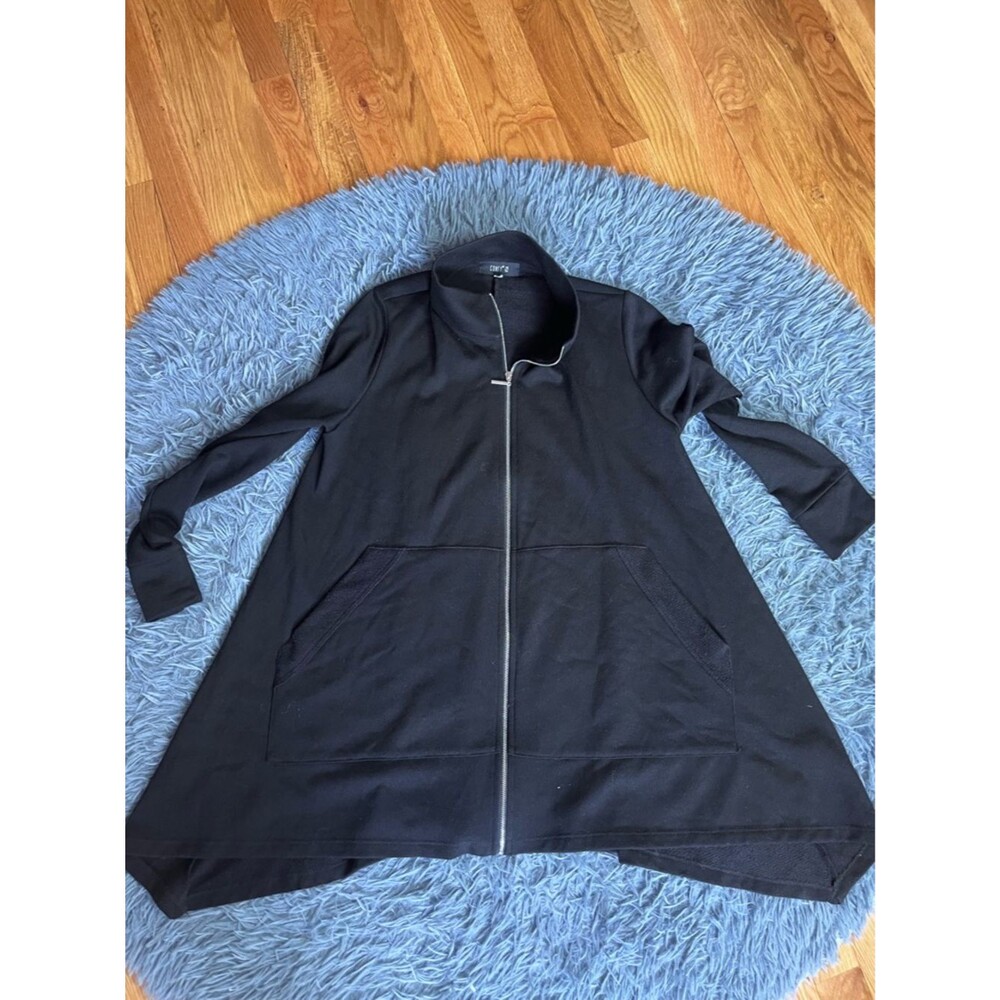 Comfy USA Black A Line Knit Jacket Full Zip Lagenlook Size S